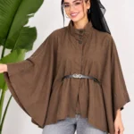 فوتر پانچی خفاشی کمربند دار کد 484-2